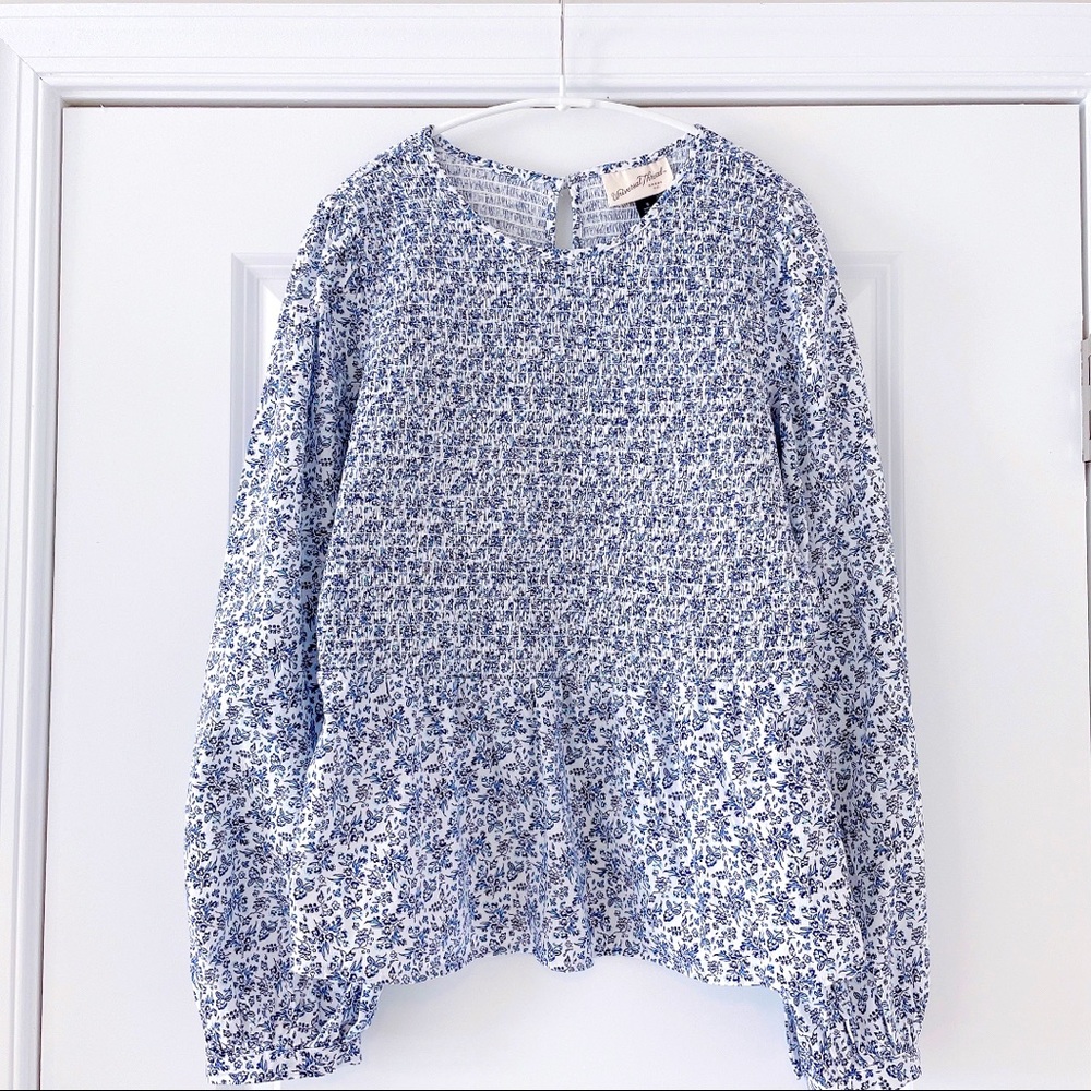 Universal Thread Target Liberty Floral Print Peplum Ballon Sleeve Blouse Top